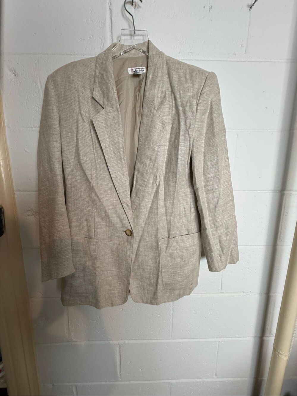 Talbots Women’s Size 8 Beige 100% Linen Blazer One Button Quiet Luxury Classic